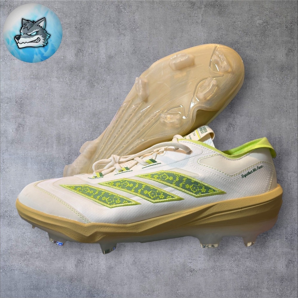 Adidas Adizero Impact TPU Baseball Cleats White Green JQ8232 Men's Size 13.5